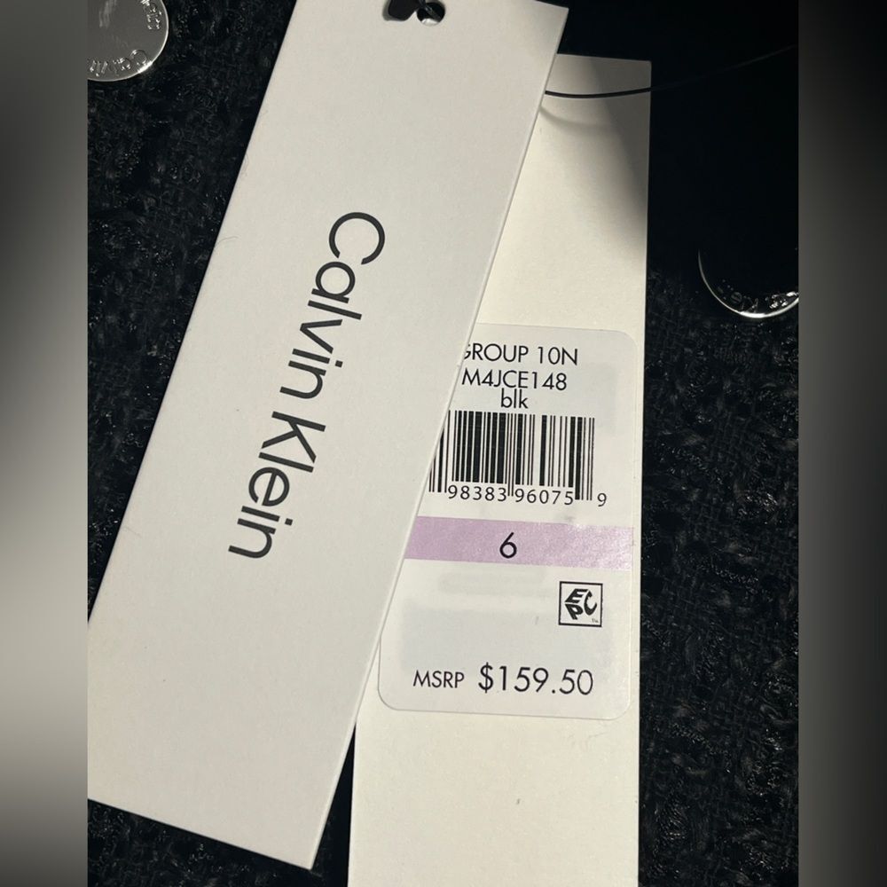 NWT Calvin Klein Black Tweed Textured Jacket Sz 6 - Picture 6 of 10